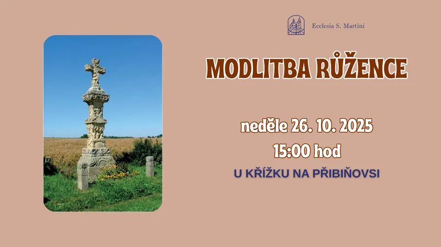 Modlitba růžence u křížku na Přibiňovských pláních